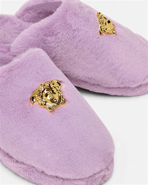 versace slippers color burgundy song|versace faux fur slippers.